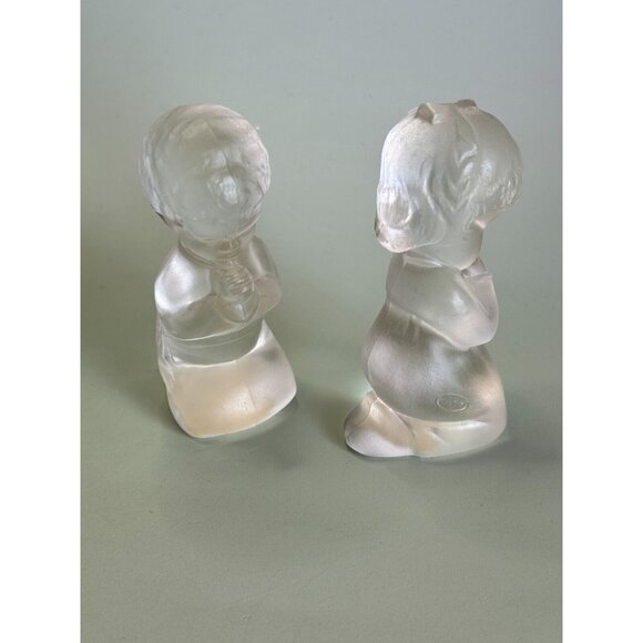 Vintage Fenton Praying Girl and Boy Crystal Glass Figurines 4" - Picture 3 of 11